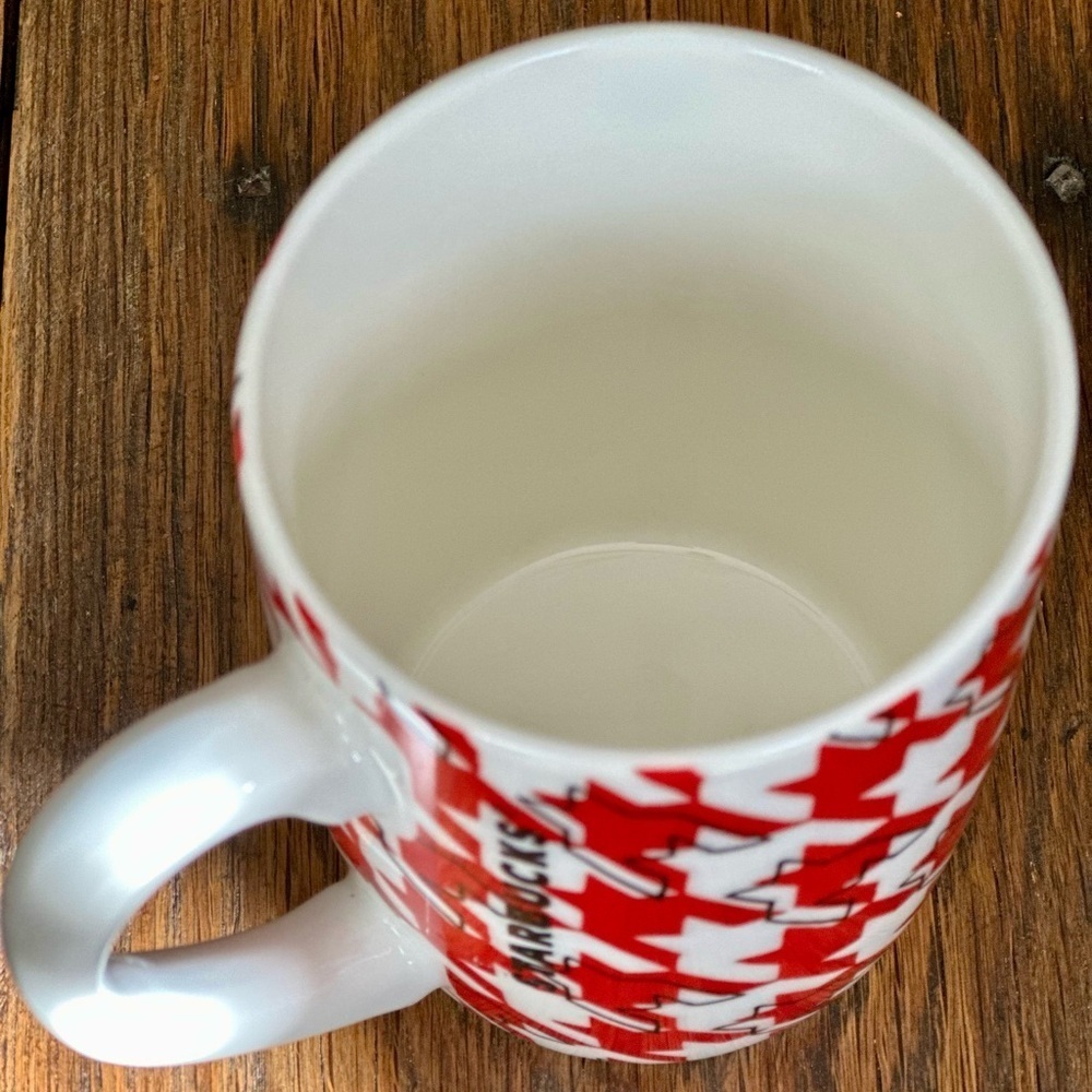2017 Starbucks Red and White Houndstooth 10 oz Coffee or Tea Mug - Picture 4 of 5